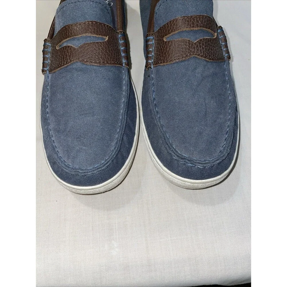 Cole Haan Pinch Men’s Fabric Penny Loafers Size 10 M Blue Brown Boating Walking